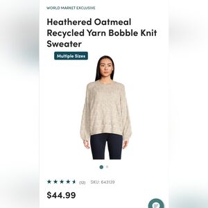 Heathered Oatmeal Recycled Yarn Bobble Knit Sweater